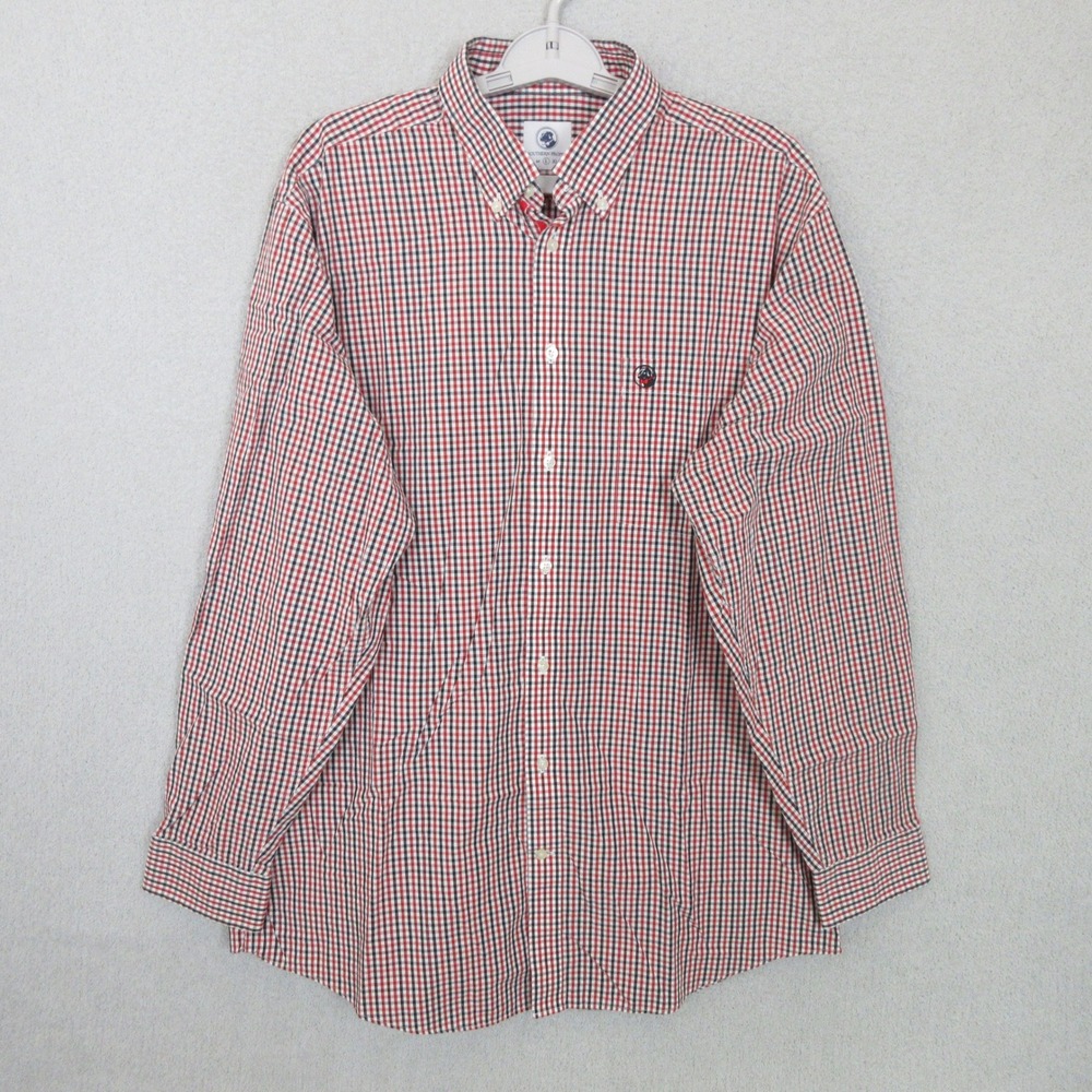 Southern Proper Button Down Shirt Mens L Red Gingham Check Long Sleeve Cotton